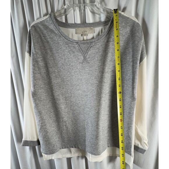 Ann Taylor LOFT Hi-Lo Media Sweatshirt, Gray & Ivory, Sz: S, 73-71 - Picture 10 of 14